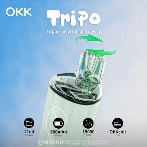 OKK Tripo 20K/20000 Puffs Triple Flavour 3.5%/35mg Disposable Saltnic Device